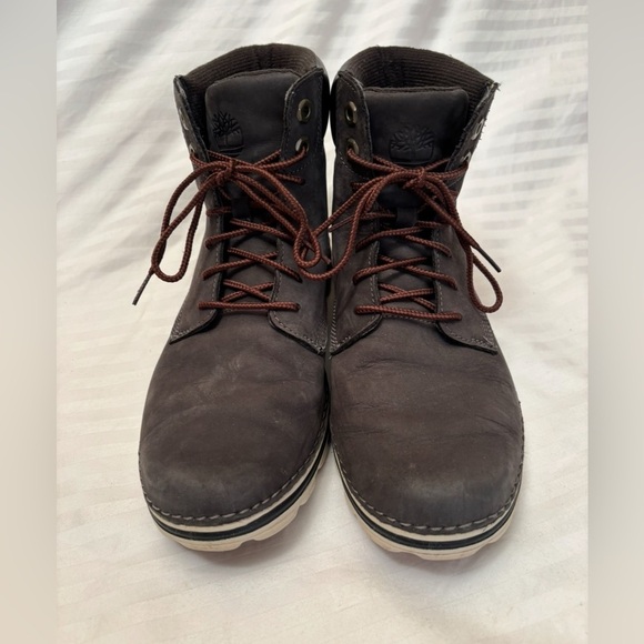 Timberland Leather Combat Waterproof Boots Dark Brown Size 8.5 A1TRL A2519 - Picture 9 of 16